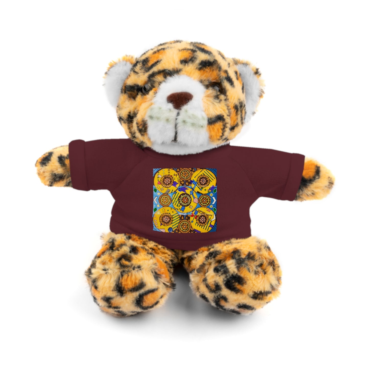 Plush Teddy Bear with Flower Doodle Tee