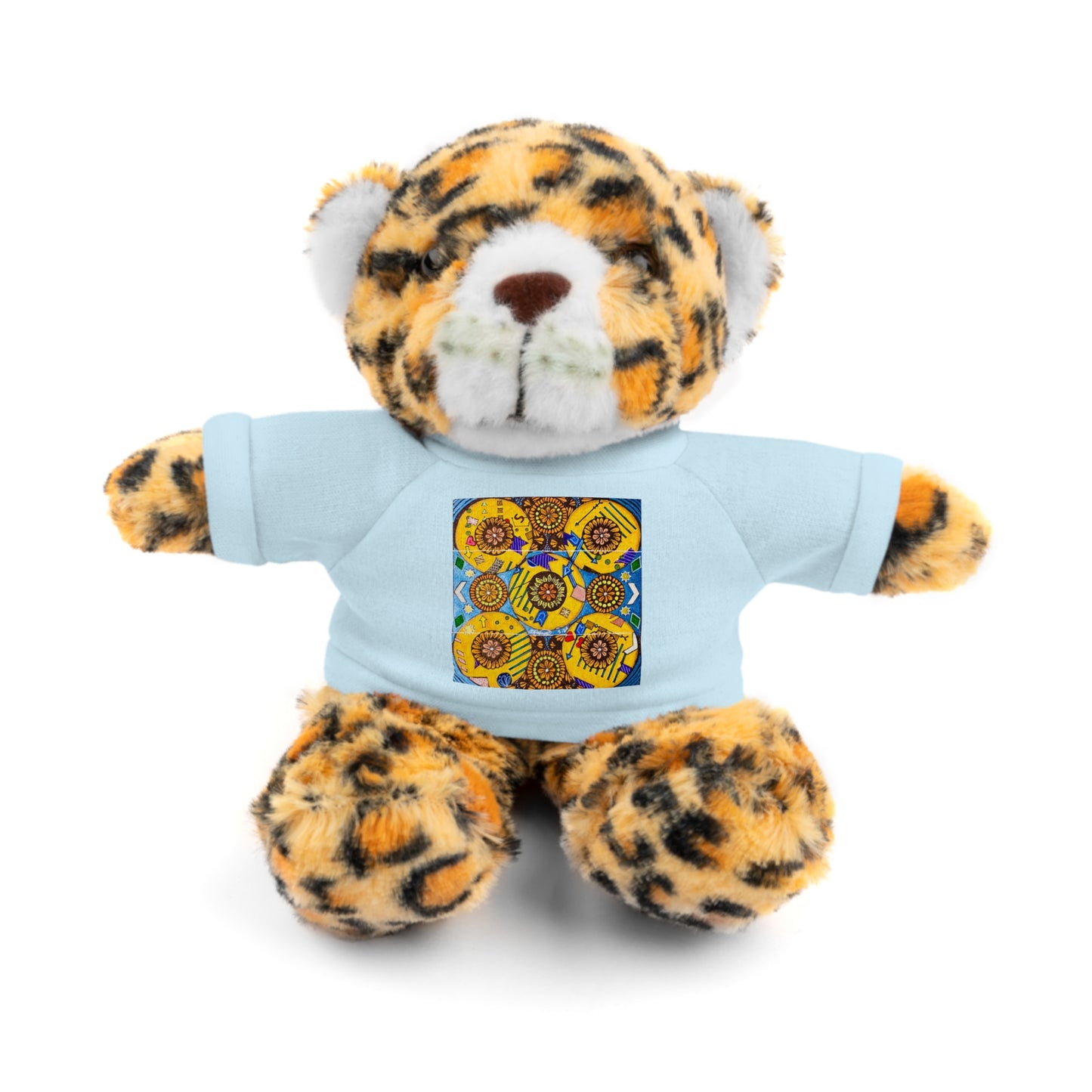 Plush Teddy Bear with Flower Doodle Tee