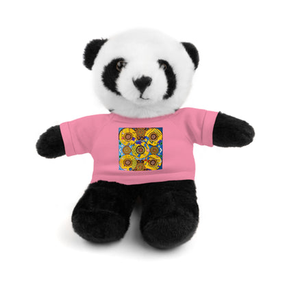 Plush Teddy Bear with Flower Doodle Tee