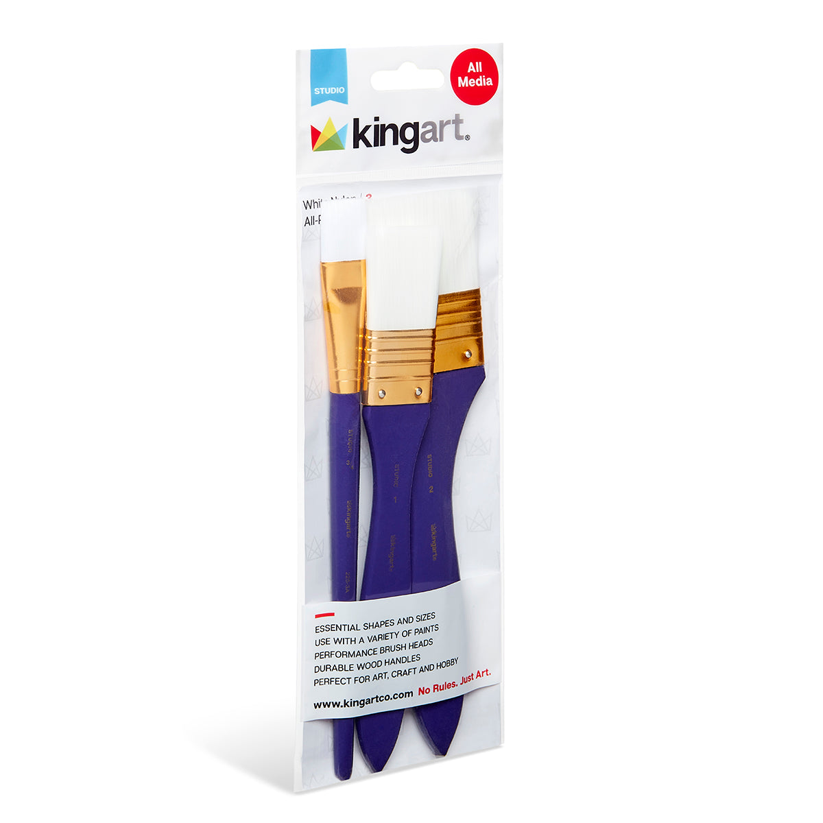 Studio White Nylon Brush Set - 3 Pieces