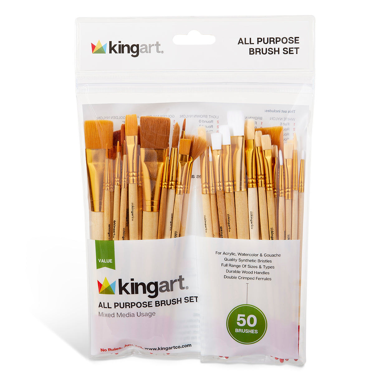 Studio Golden & White Nylon Brush Set - 50 Pieces
