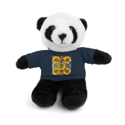 Plush Teddy Bear with Flower Doodle Tee