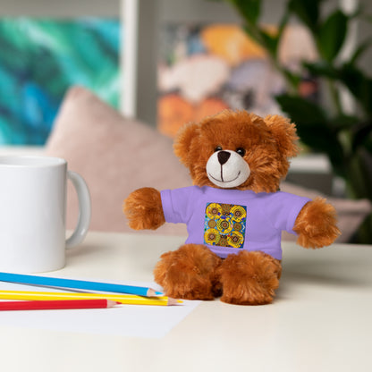 Plush Teddy Bear with Flower Doodle Tee