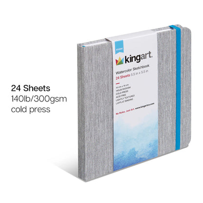 Hardcover Watercolor Paper Sketchbook 5.5” x 5.5” - 24 Pages
