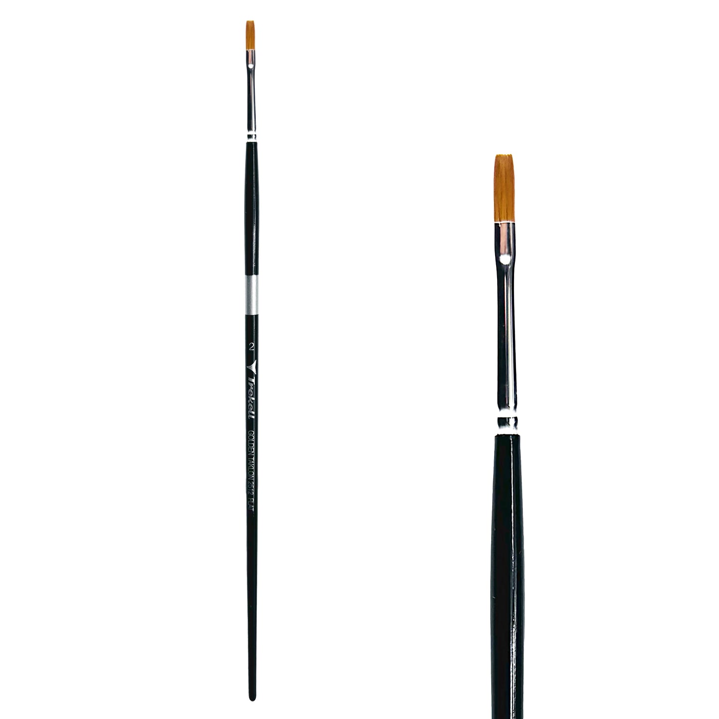 Trekell Golden Taklon Long Handle Artist Brush -  Size #2 Flat