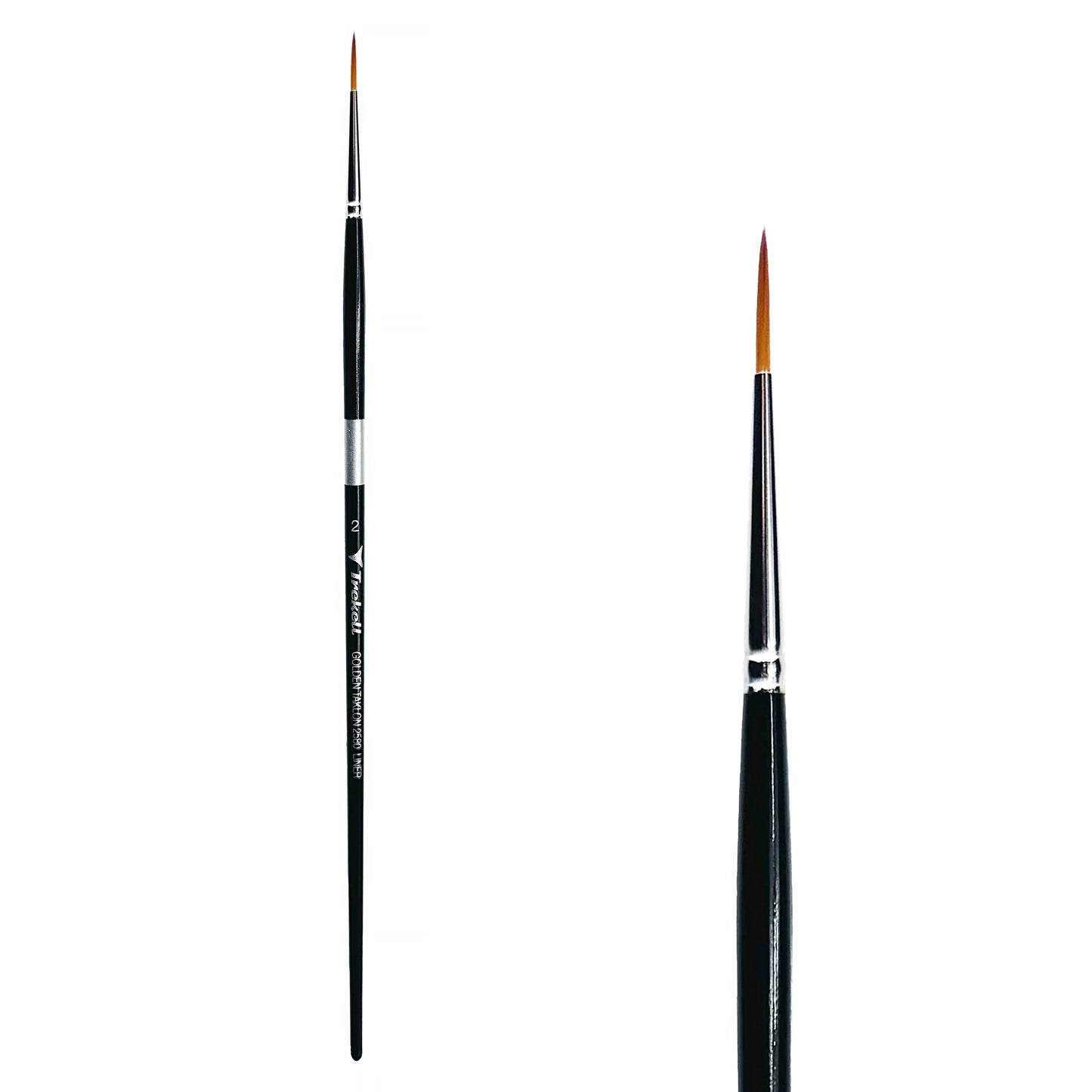 Trekell Golden Taklon Long Handle Artist Brush -  Size #2 Liner