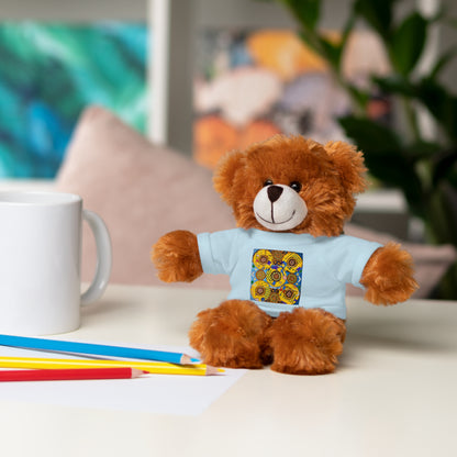 Plush Teddy Bear with Flower Doodle Tee