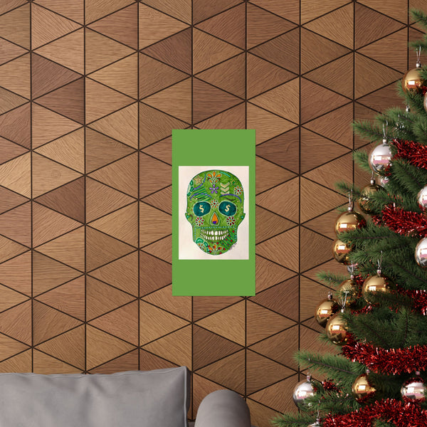 Green Machine Doodle Skull by Sharmaine Rayner Matte Vertical Posters