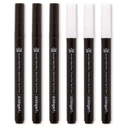 Acrylic Paint Pens Extra Fine - Black & White 6 pc