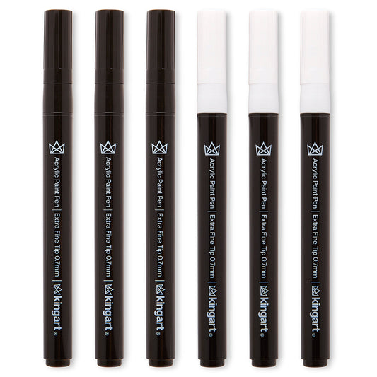 Acrylic Paint Pens Extra Fine - Black & White 6 pc