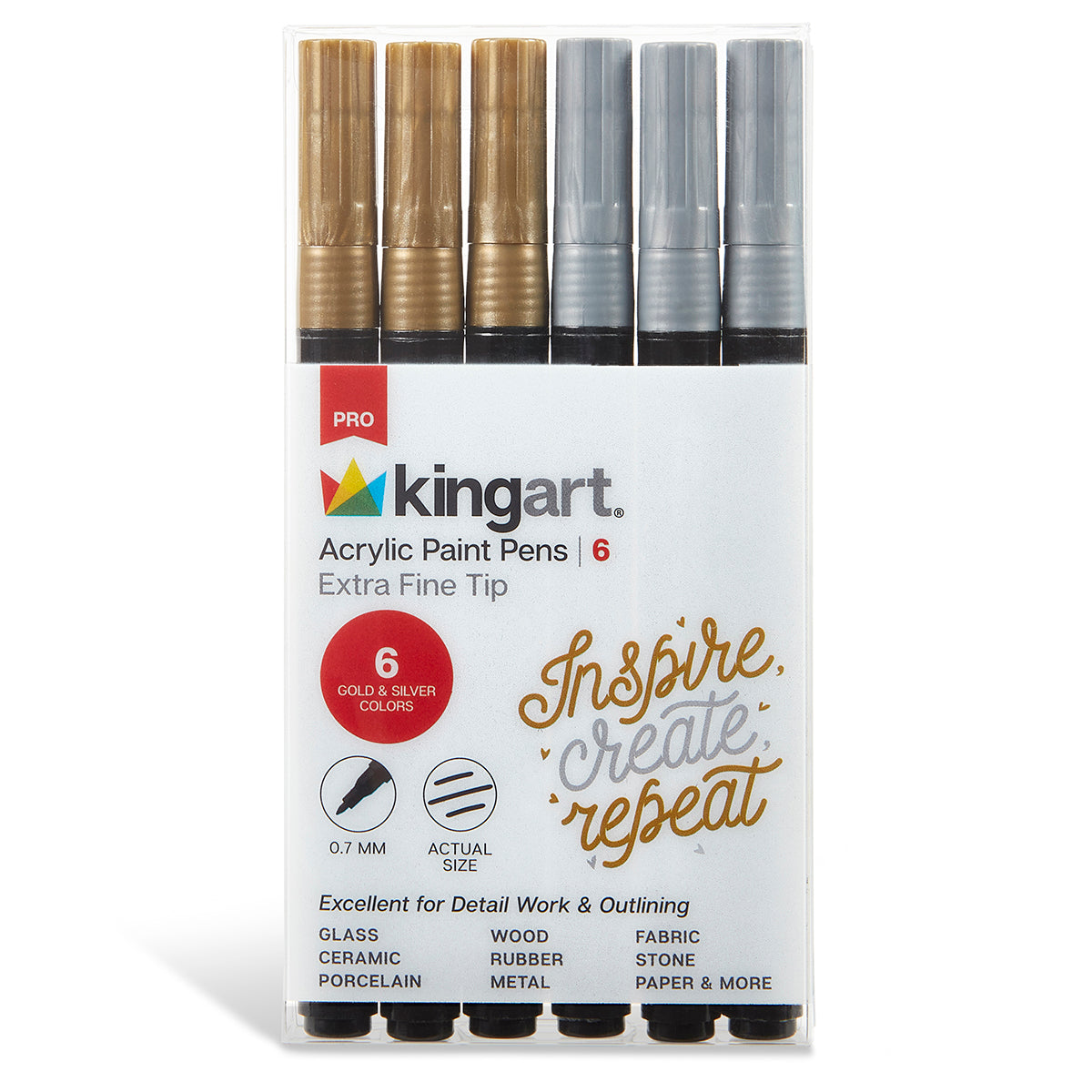 Acrylic Paint Pens Extra Fine - Silver & Gold 6 pc