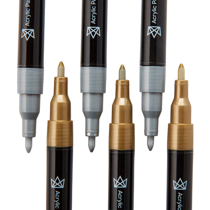 Acrylic Paint Pens Extra Fine - Silver & Gold 6 pc