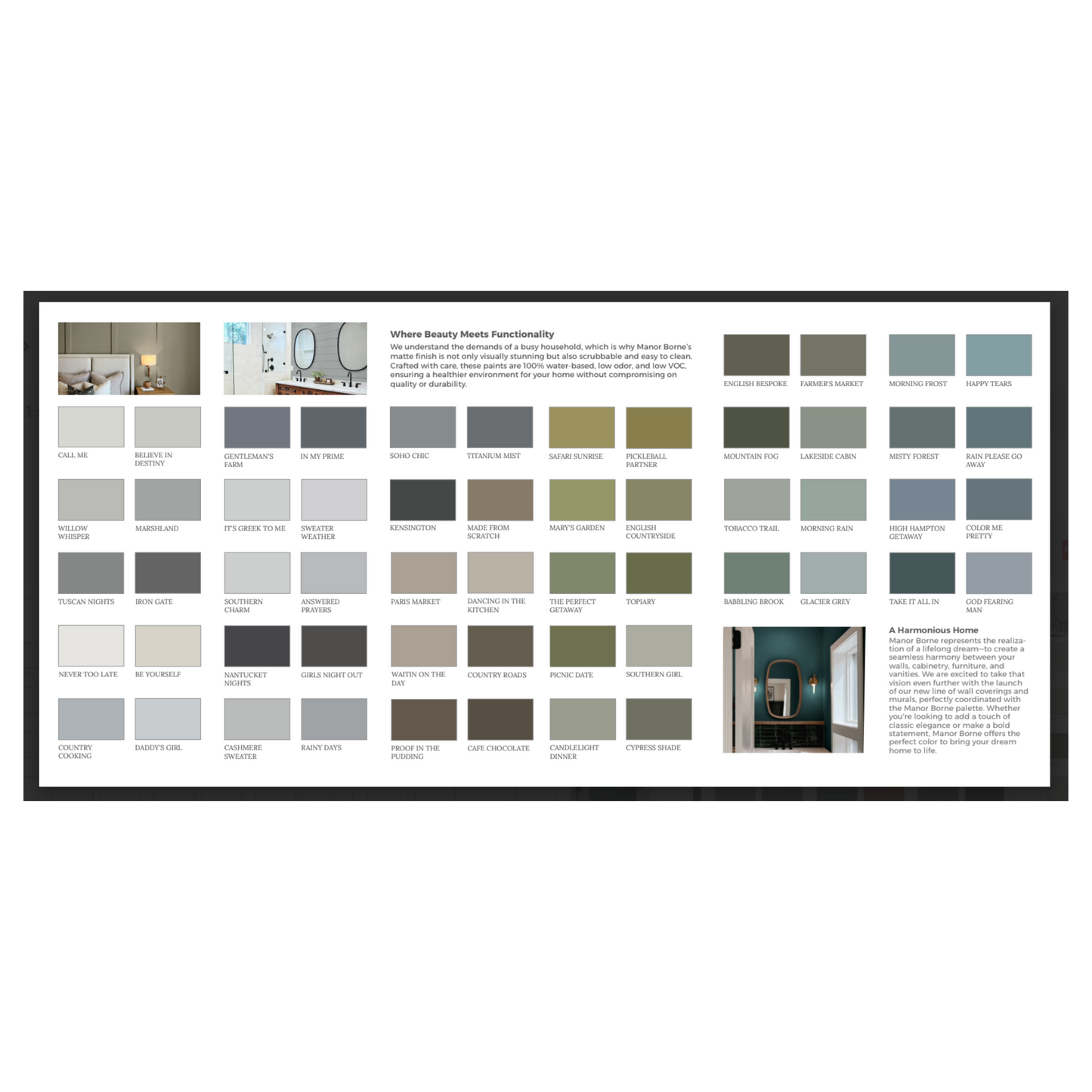 Manor Borne Wall Paint Color Card
