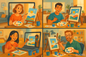 5 Person Zoom Paint Party- 5 people painting while looking at screens