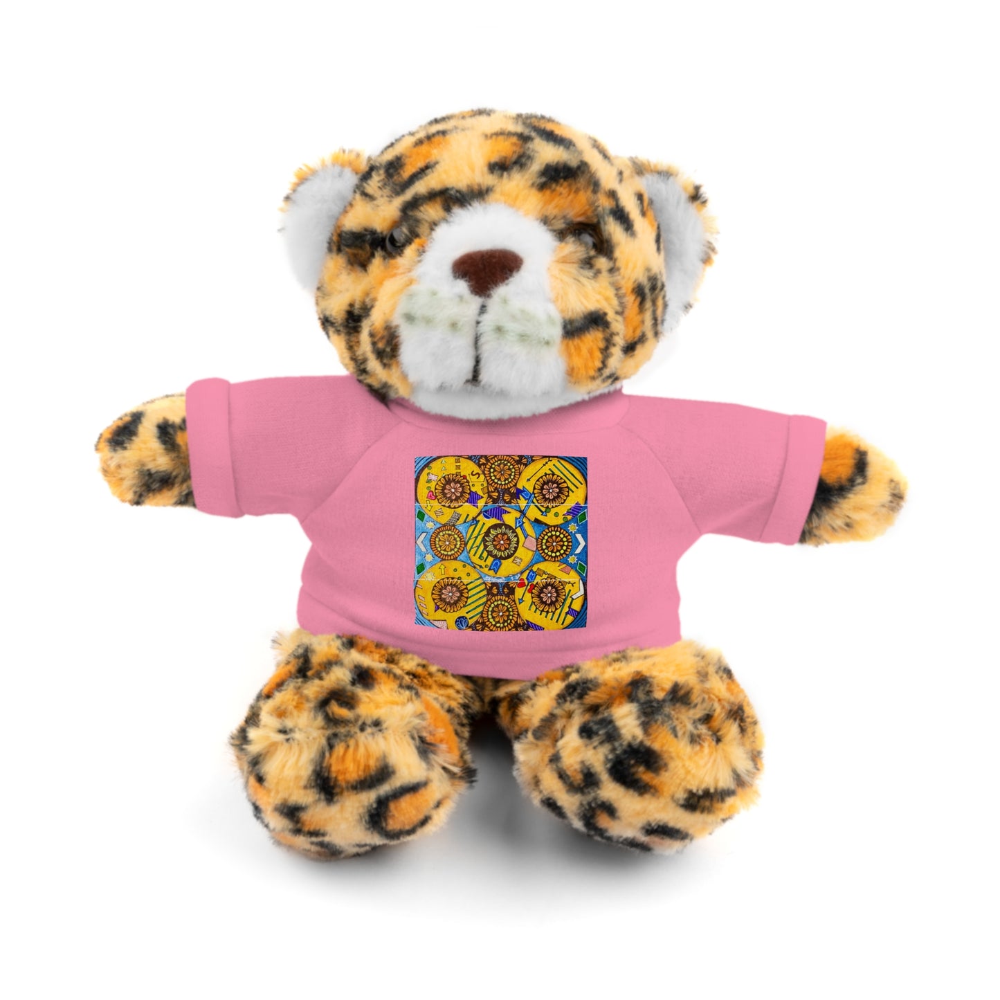 Plush Teddy Bear with Flower Doodle Tee