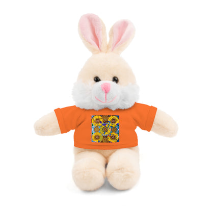 Plush Teddy Bear with Flower Doodle Tee