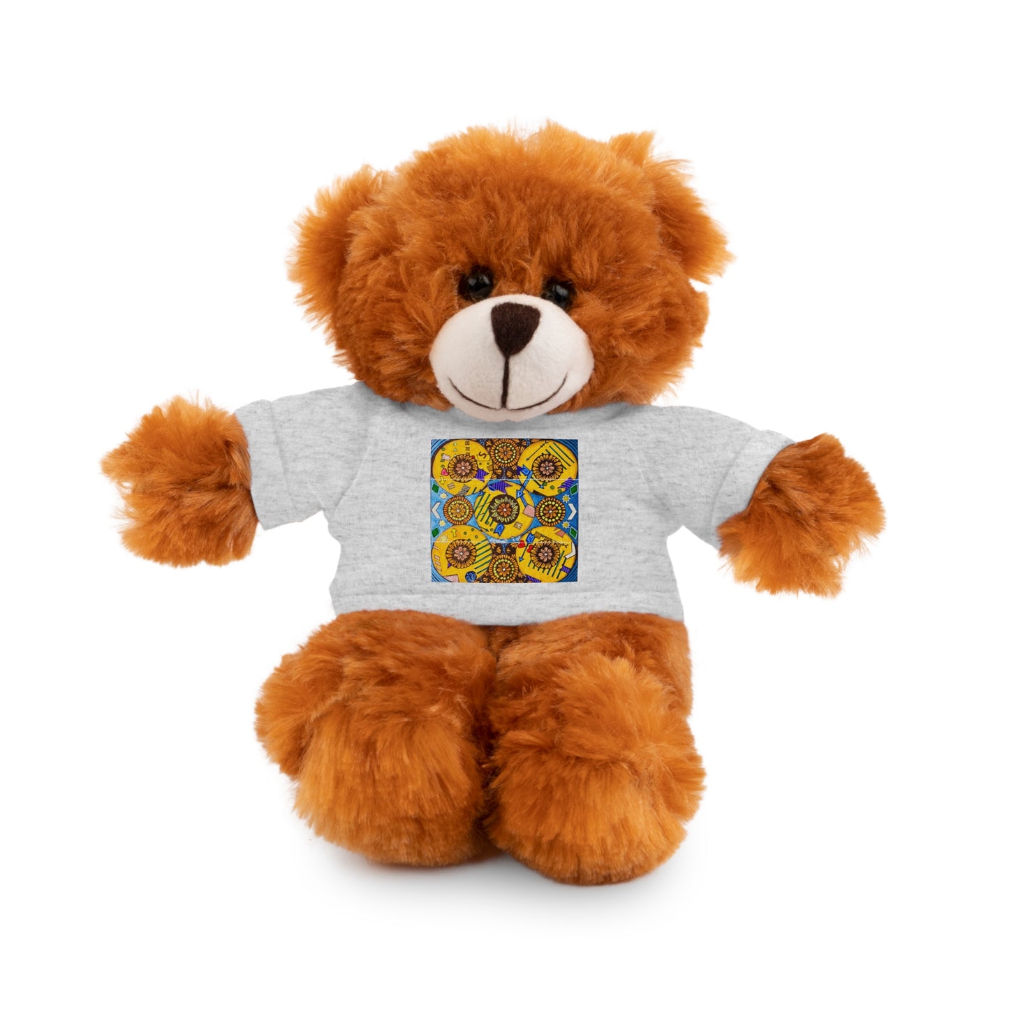 Plush Teddy Bear with Flower Doodle Tee