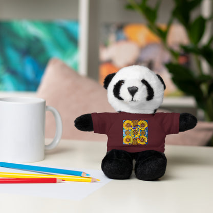 Plush Teddy Bear with Flower Doodle Tee