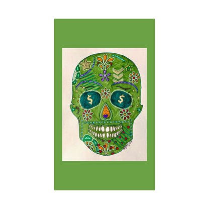 Green Machine Doodle Skull by Sharmaine Rayner Matte Vertical Posters