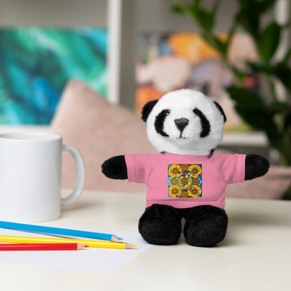 Plush Teddy Bear with Flower Doodle Tee