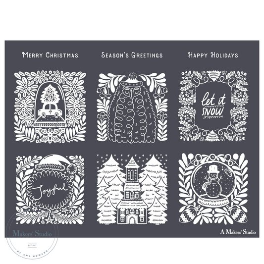 Scandinavian Christmas Tags - Mesh Stencil 8.5x11