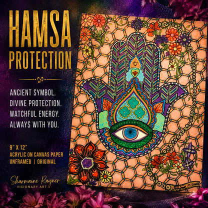 Hamsa Protection — Original Acrylic Painting | Sharmaine Rayner