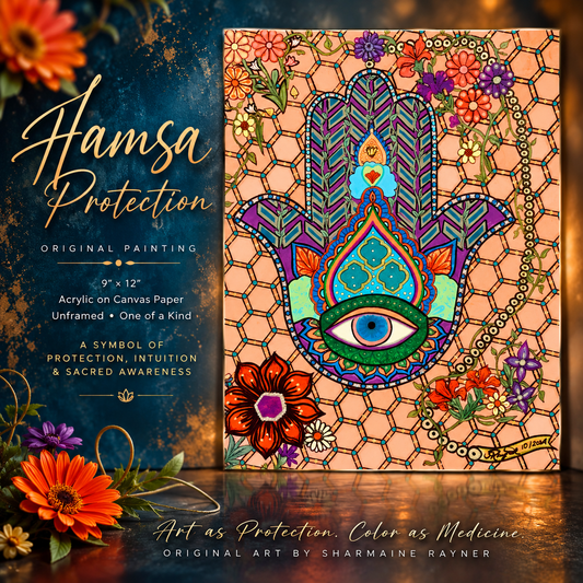 Hamsa Protection — Original Acrylic Painting | Sharmaine Rayner
