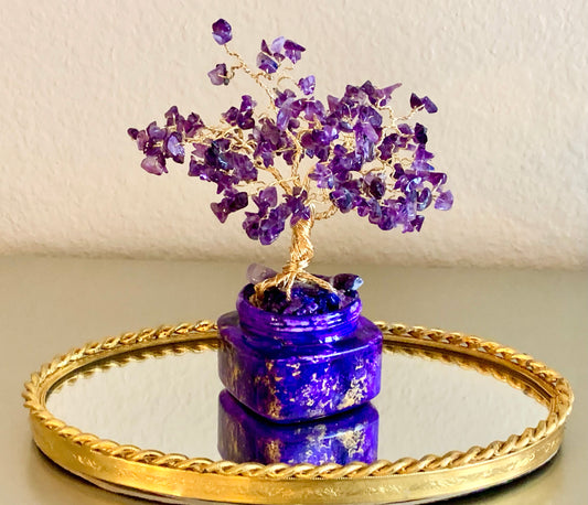 🔴SOLD🔴 Handmade Grade A+ Dark Purple Amethyst 7" Gemstone Tree Sculpture