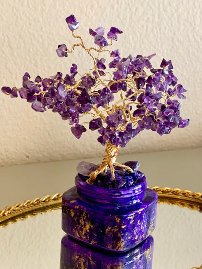 🔴SOLD🔴 Handmade Grade A+ Dark Purple Amethyst 7" Gemstone Tree Sculpture