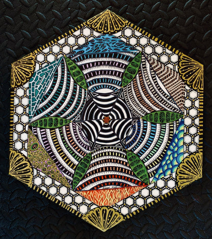 Confusing the MS- Acrylic Painting on 18"x18" Hexagon Canvas