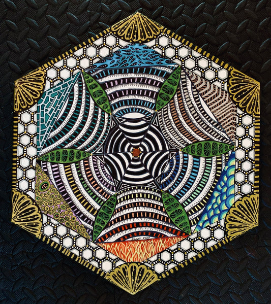 Confusing the MS- Acrylic Painting on 18"x18" Hexagon Canvas