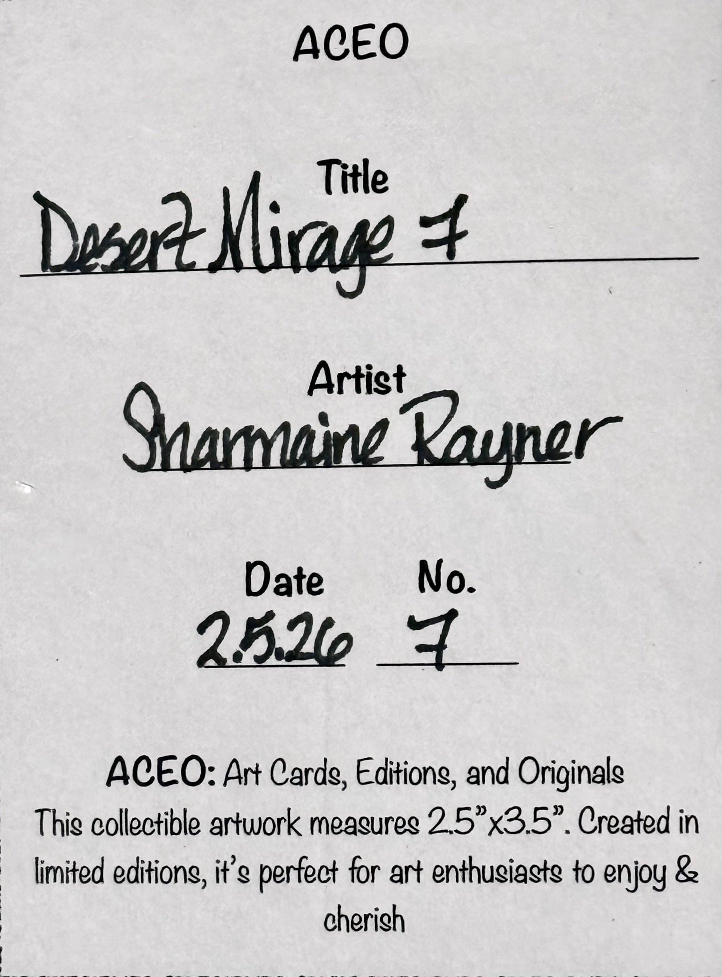 Desert Mirage 7 ACEO Card Mini Collectible Art