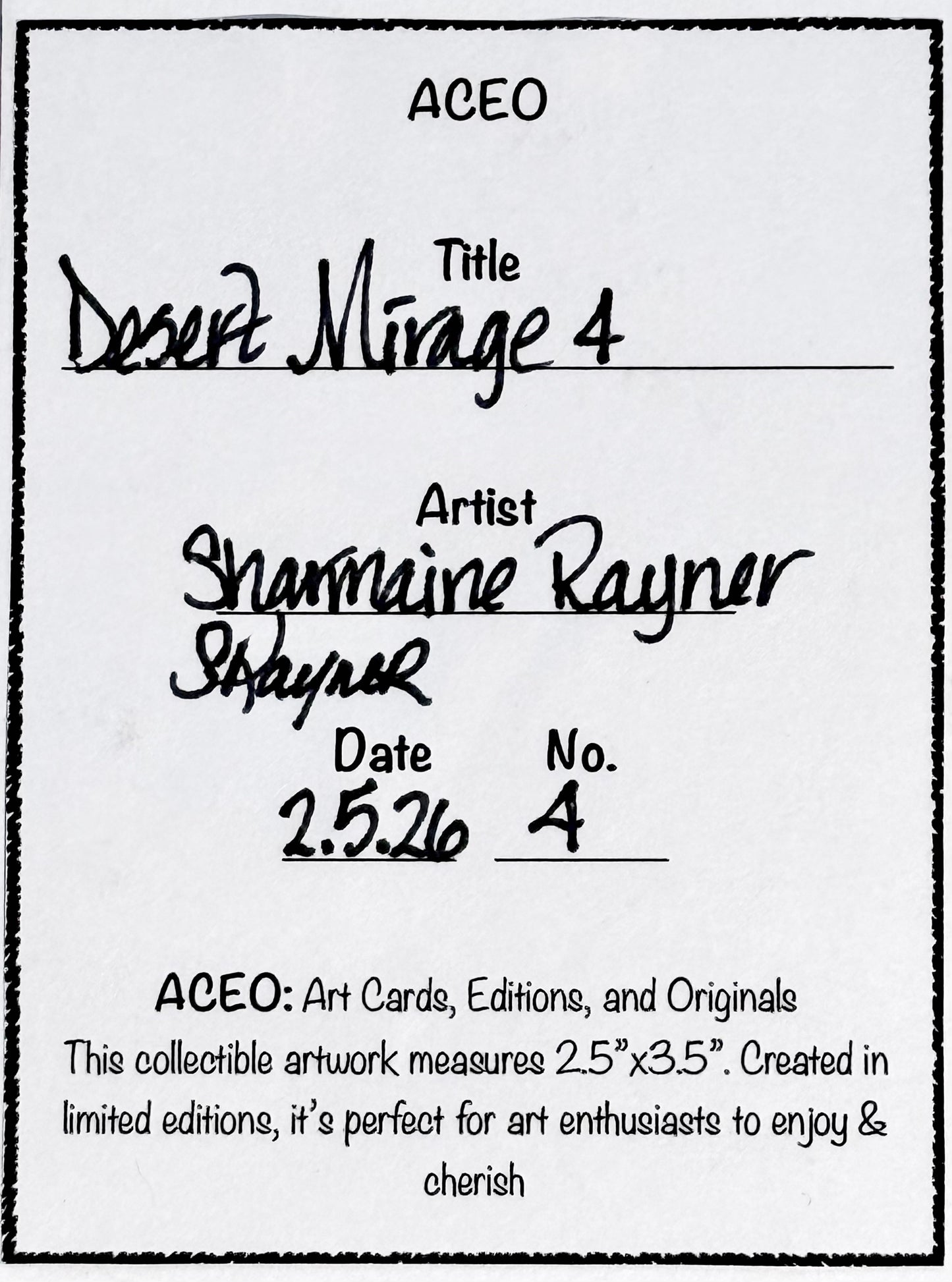 Desert Mirage 4 ACEO Card Mini Collectible Art
