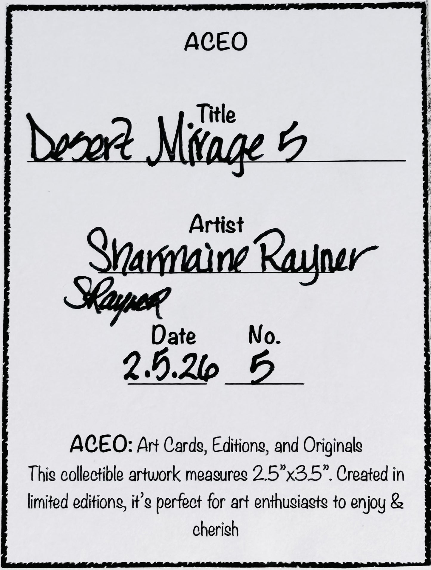 Desert Mirage 5 ACEO Card Mini Collectible Art