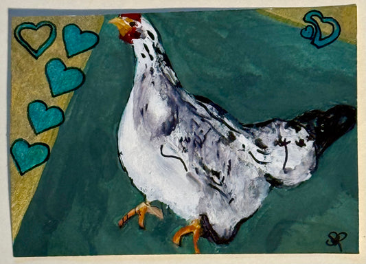 Love Machine Chicken ACEO Card Mini Collectible Art