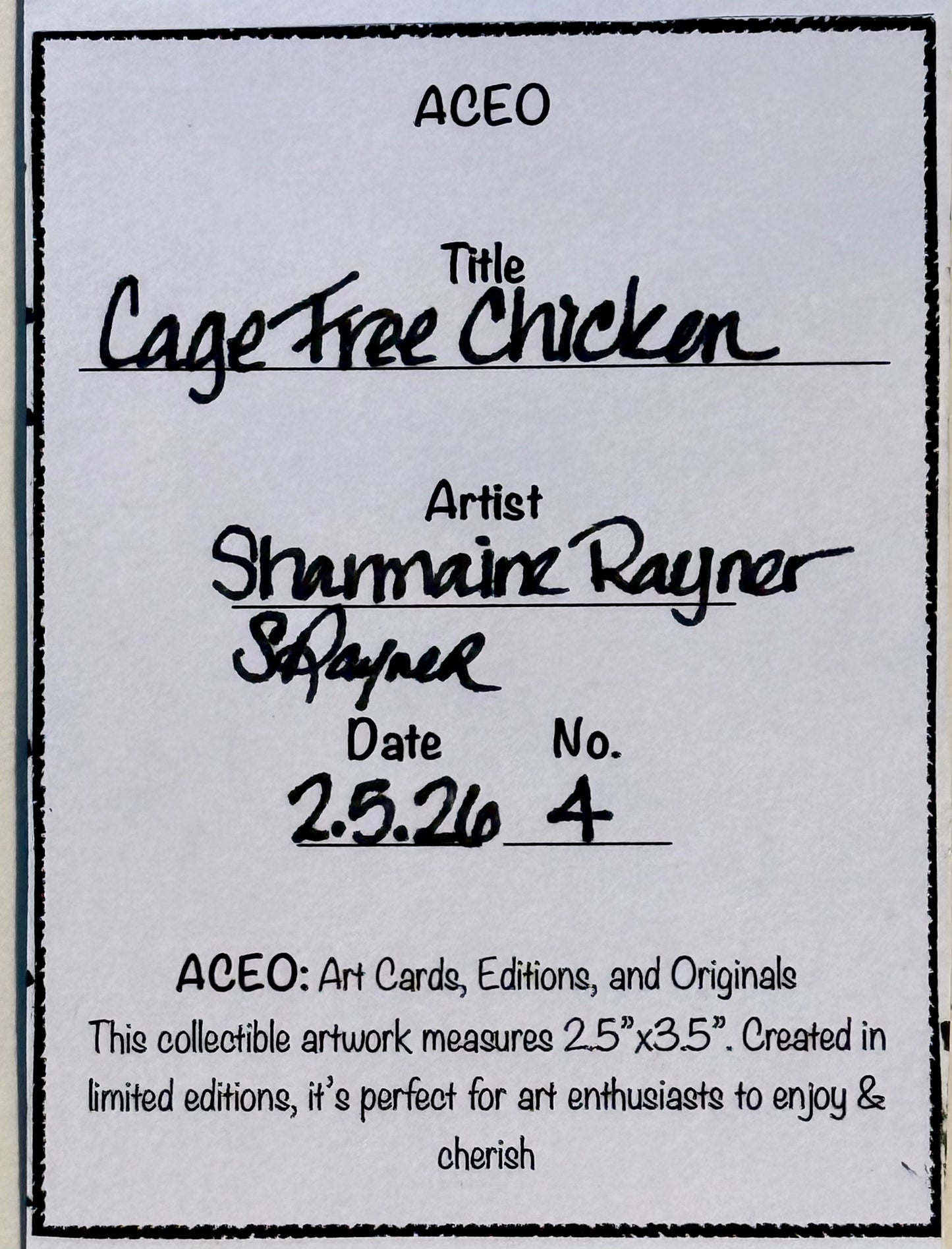 Cage Free Chicken ACEO Card Mini Collectible Art