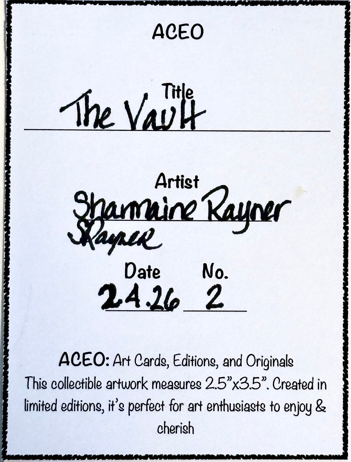 The Vault ACEO Card Mini Collectible Art