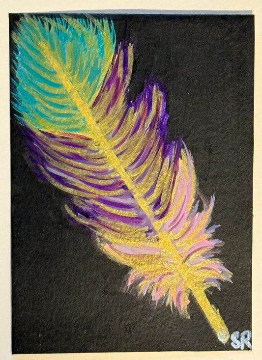 Lucky Feather ACEO Card Mini Collectible Art