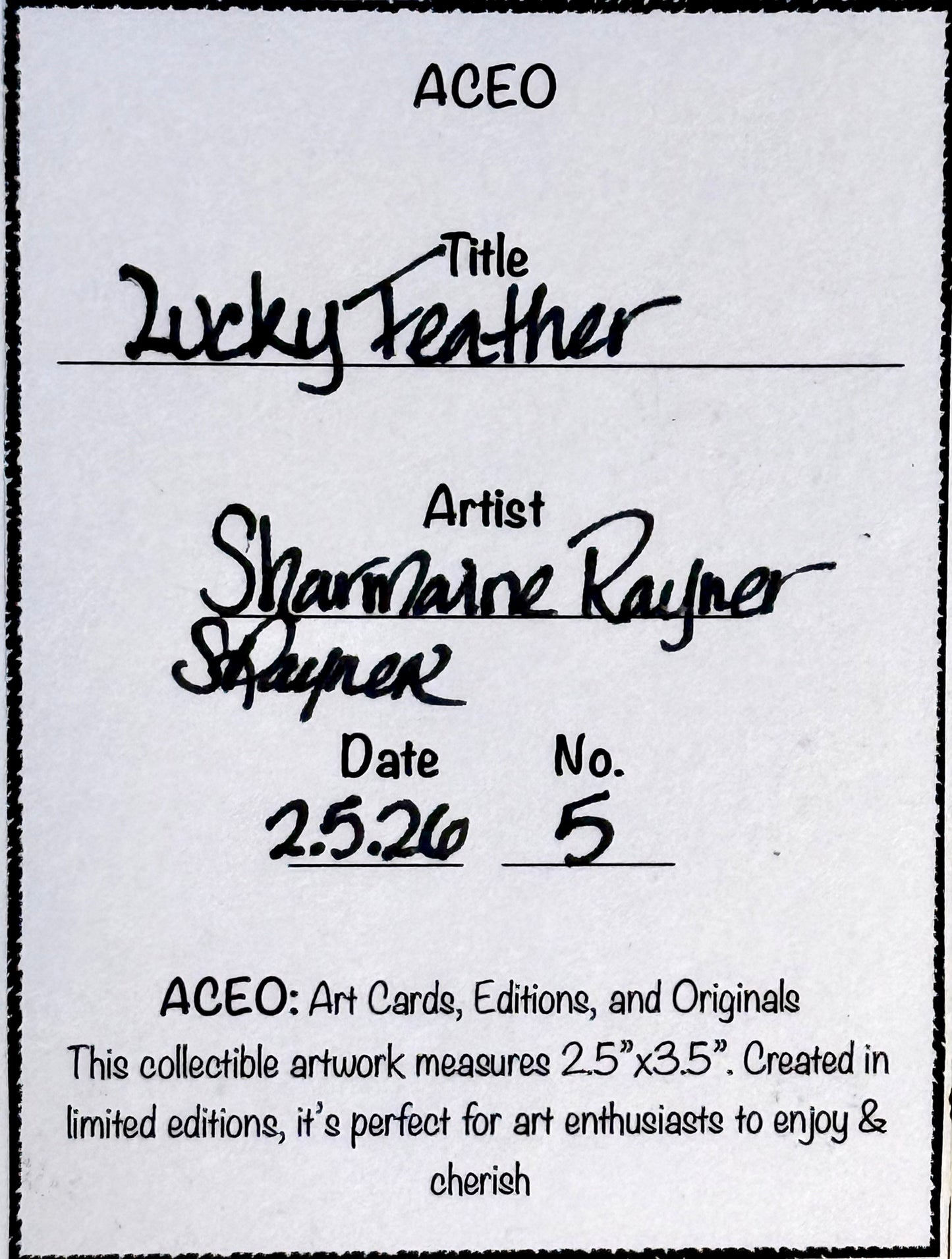 Lucky Feather ACEO Card Mini Collectible Art