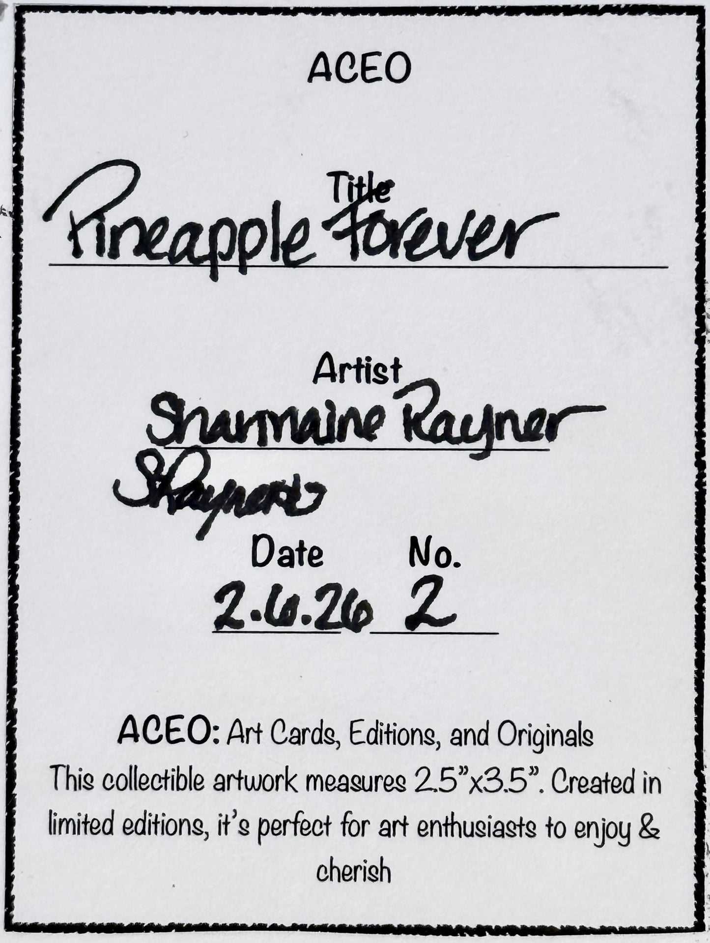 Pineapple Forever ACEO Card Mini Collectible Art