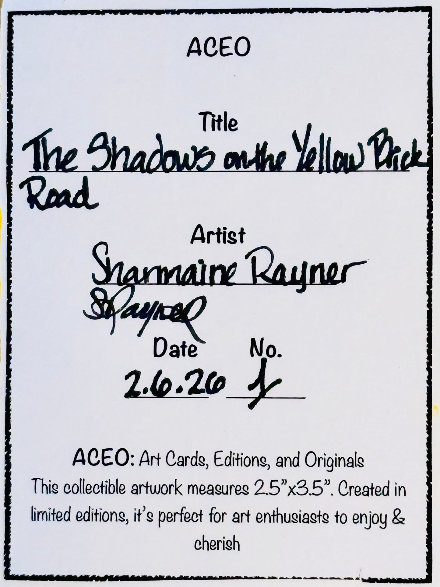 The Shadows on The Yellow Brick Road ACEO Card Mini Collectible Art