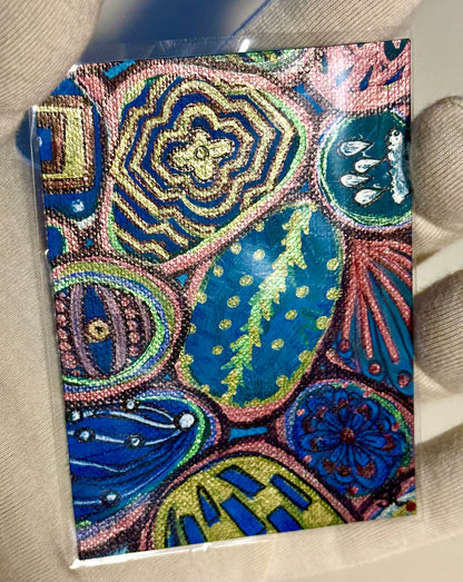 Turquoise Metallic Doodle ACEO Card Mini Collectible Art