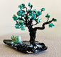 Lady Luck Handmade Amazonite and Obsidian 5" Mini Gemstone Tree Sculpture by Sharmaine Rayner