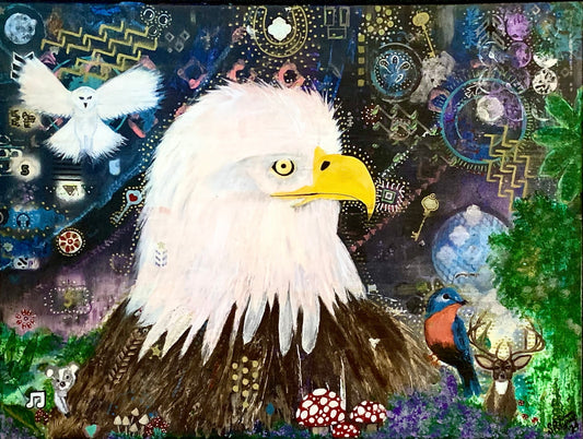Mystics Eagle and Friends 18"x24" Acrylic on Canvas Painting by Sharmaine Rayner