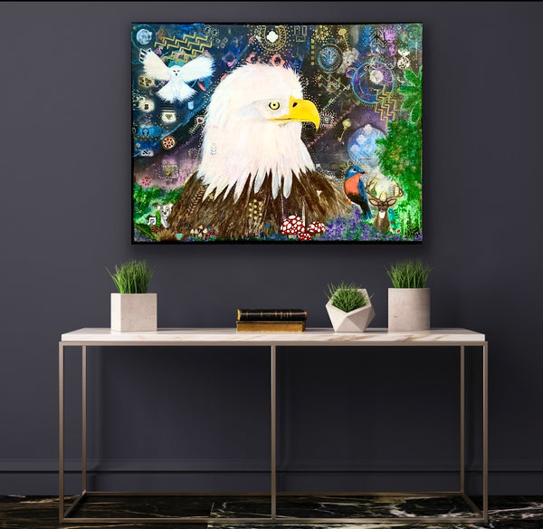 Mystics Eagle and Friends 18"x24" Acrylic on Canvas Painting by Sharmaine Rayner