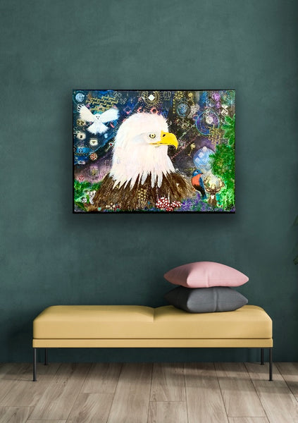 Mystics Eagle and Friends 18"x24" Acrylic on Canvas Painting by Sharmaine Rayner