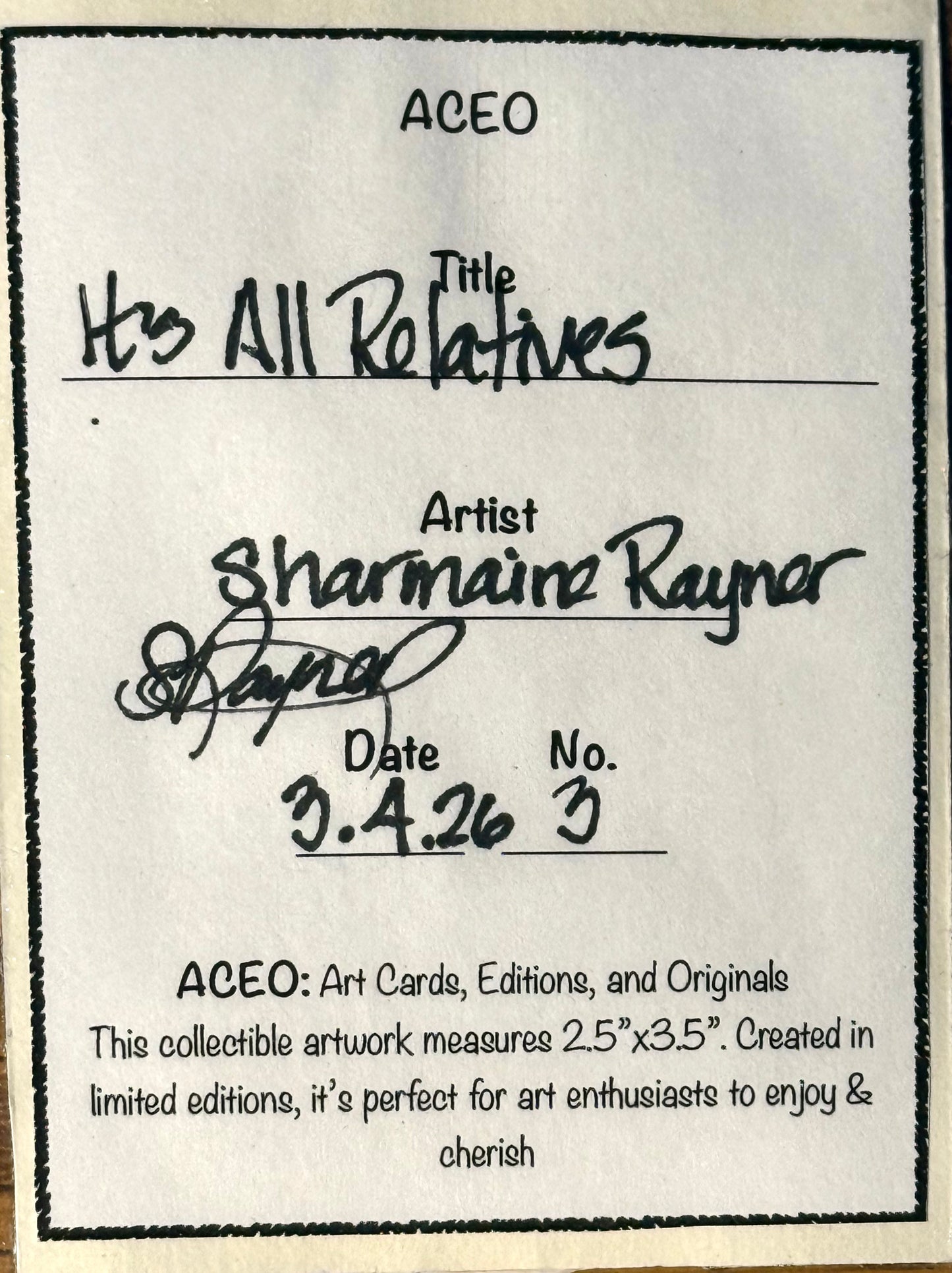 It's All Relatives ACEO Card Mini Collectible Art