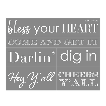 Southern Sayings - Mesh Stencil 8.5 x 11