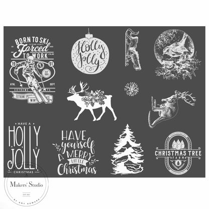 Ski In to Christmas - Mesh Stencil 9x12