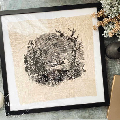Snowy House Scene - Mesh Stencil 12x12